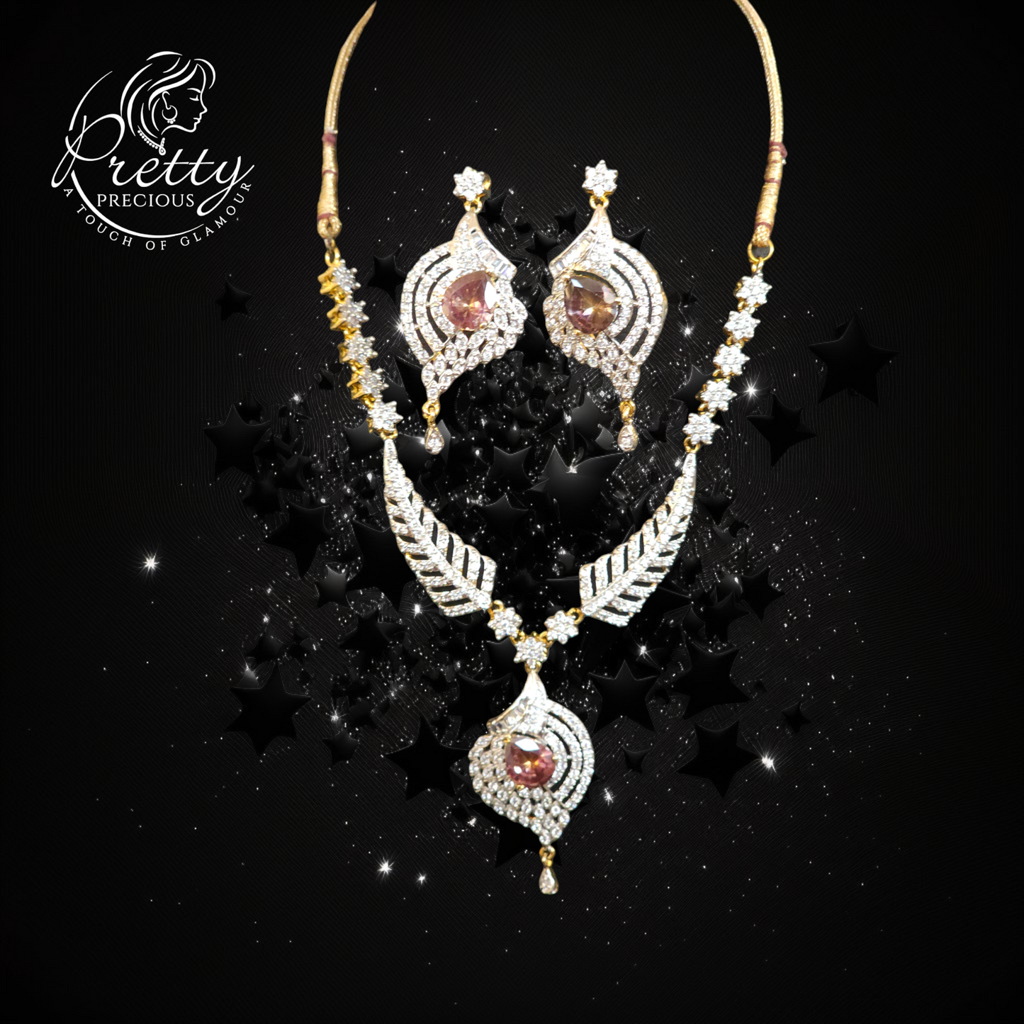 918009 Cz Delicate Necklace With 2 Tone Plating