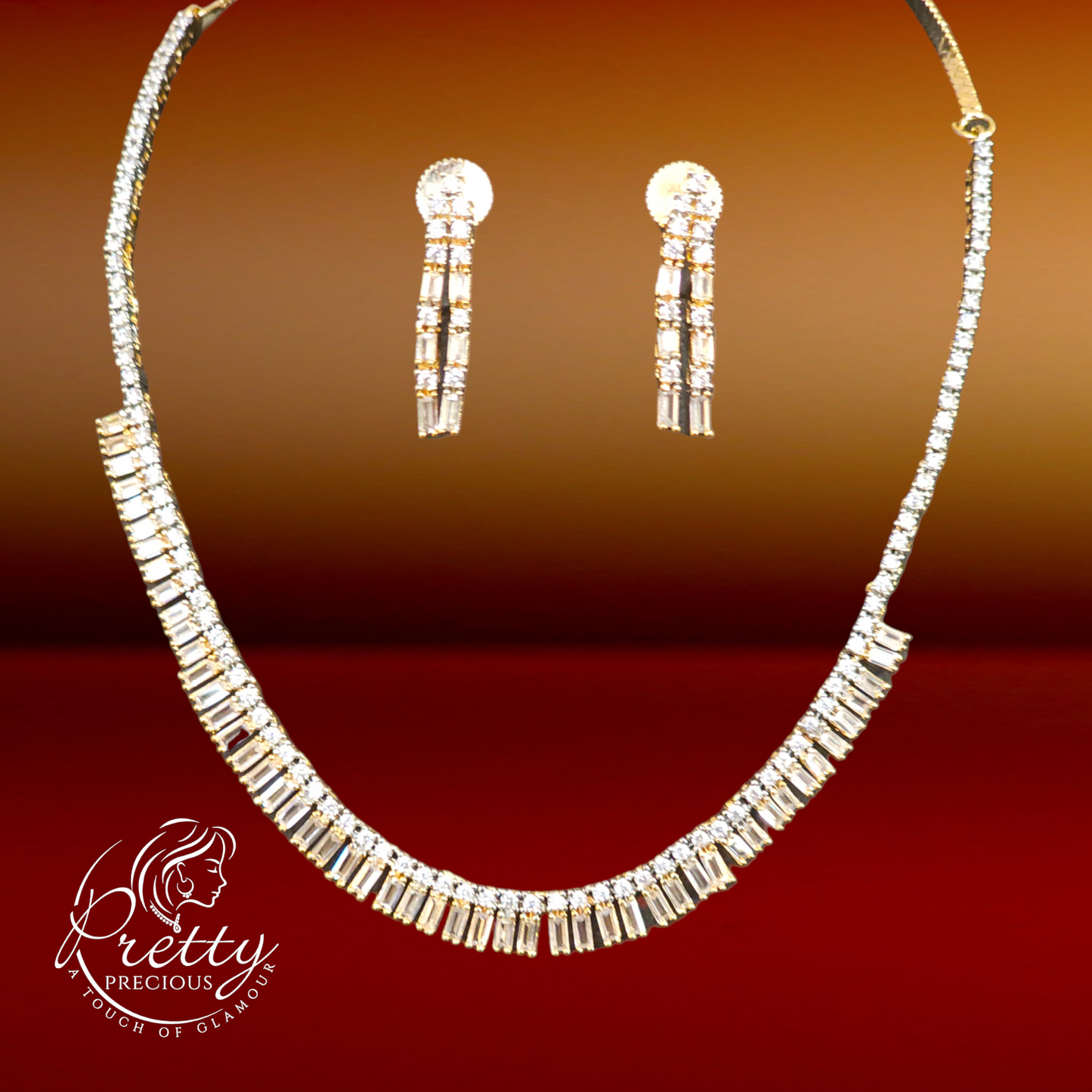 427413 Cz Delicate Necklace With 2 Tone Plating