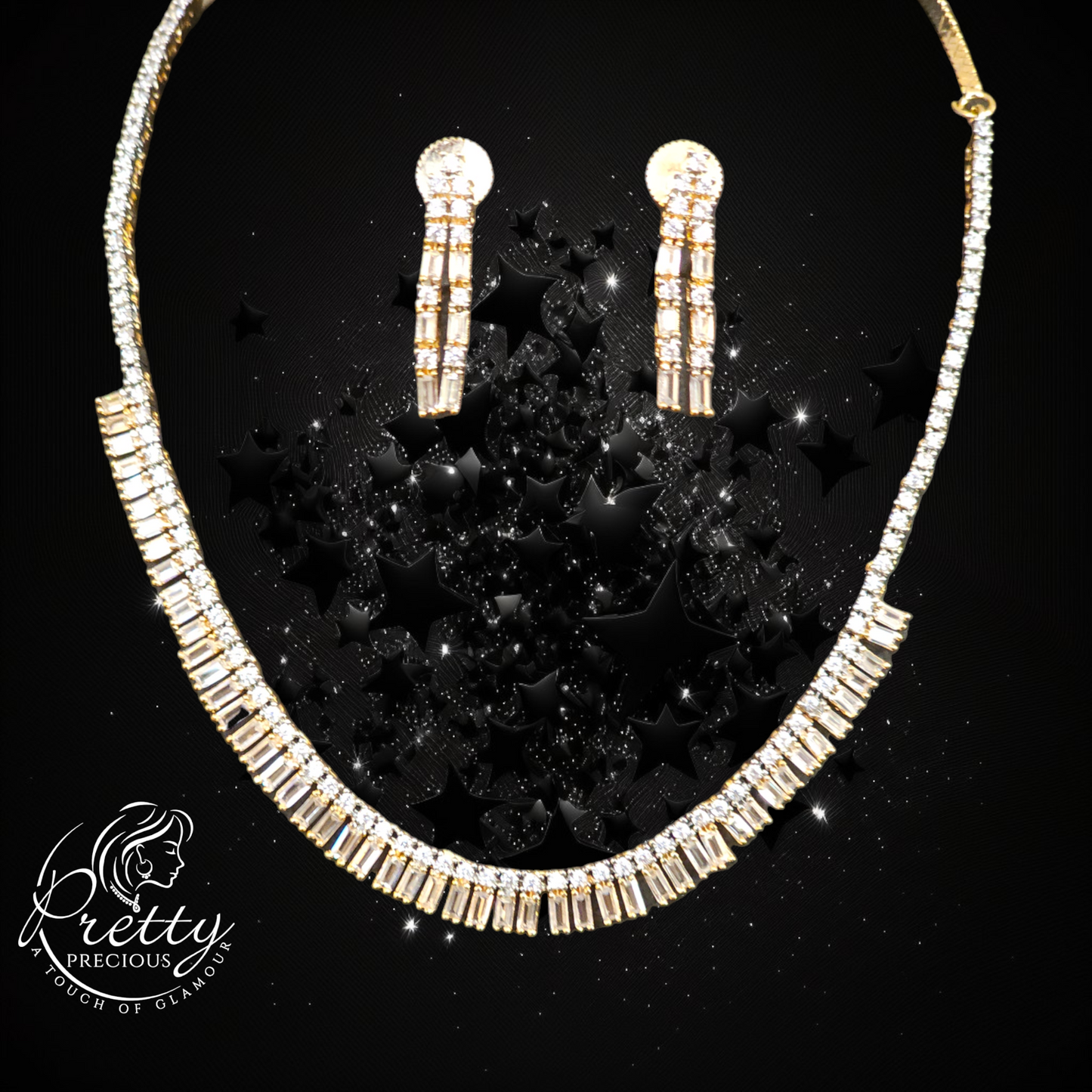 427413 Cz Delicate Necklace With 2 Tone Plating