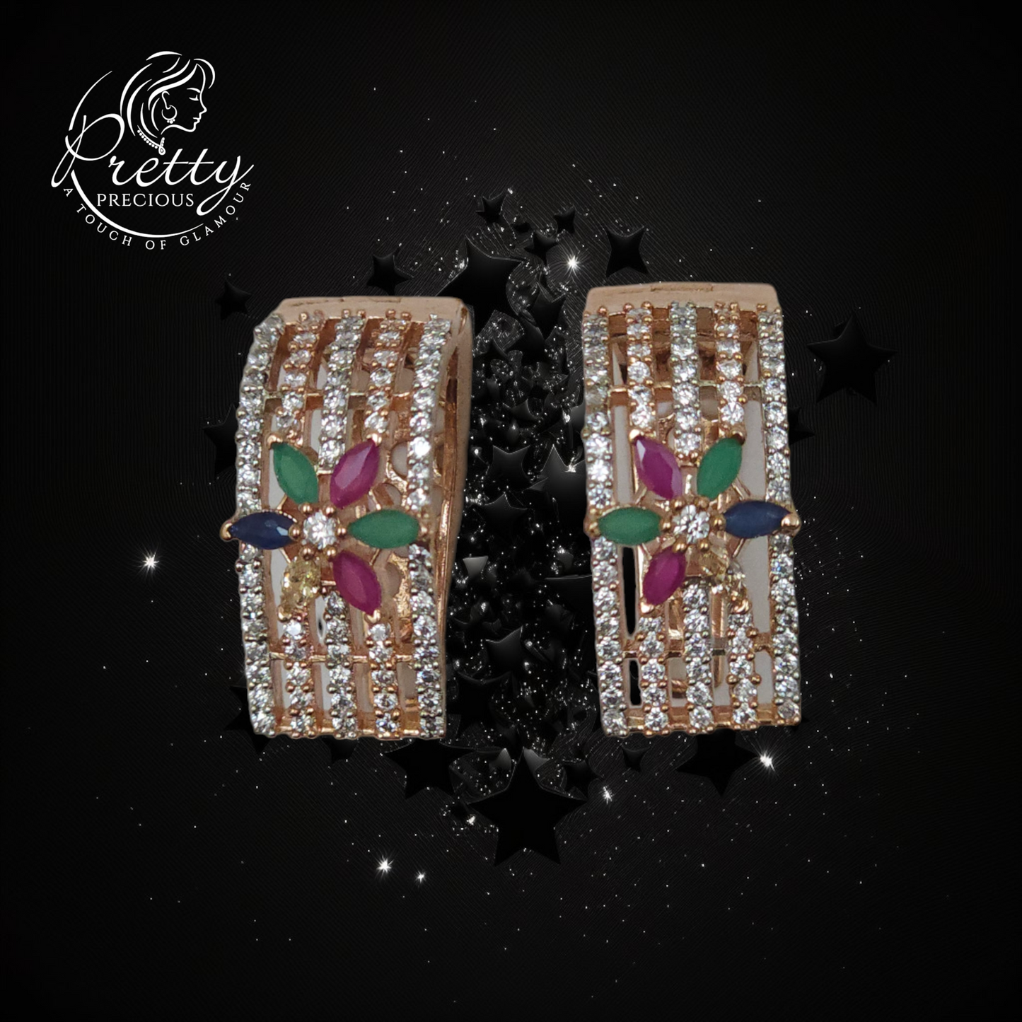 411120 Cz Earrings&nbsp;With Rhodium Plating