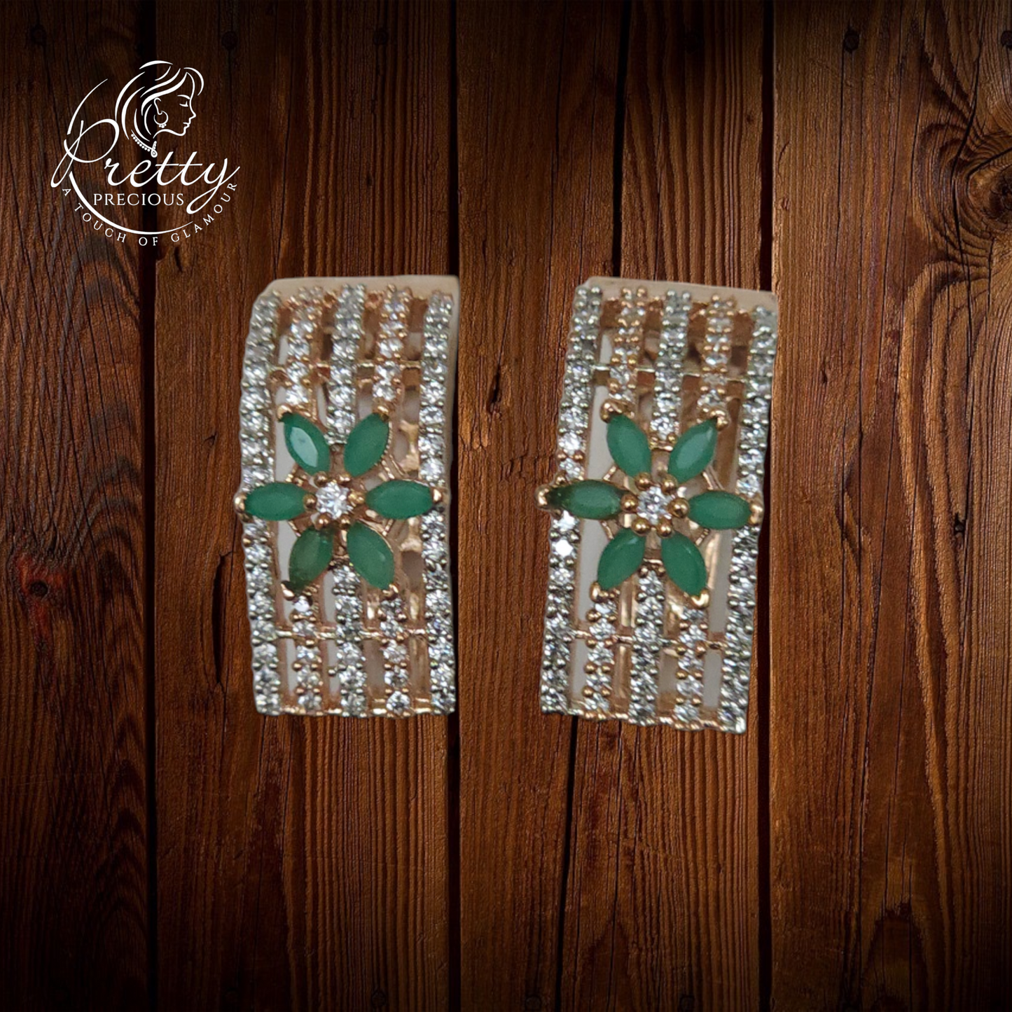 411120 Cz Earrings&nbsp;With Rhodium Plating