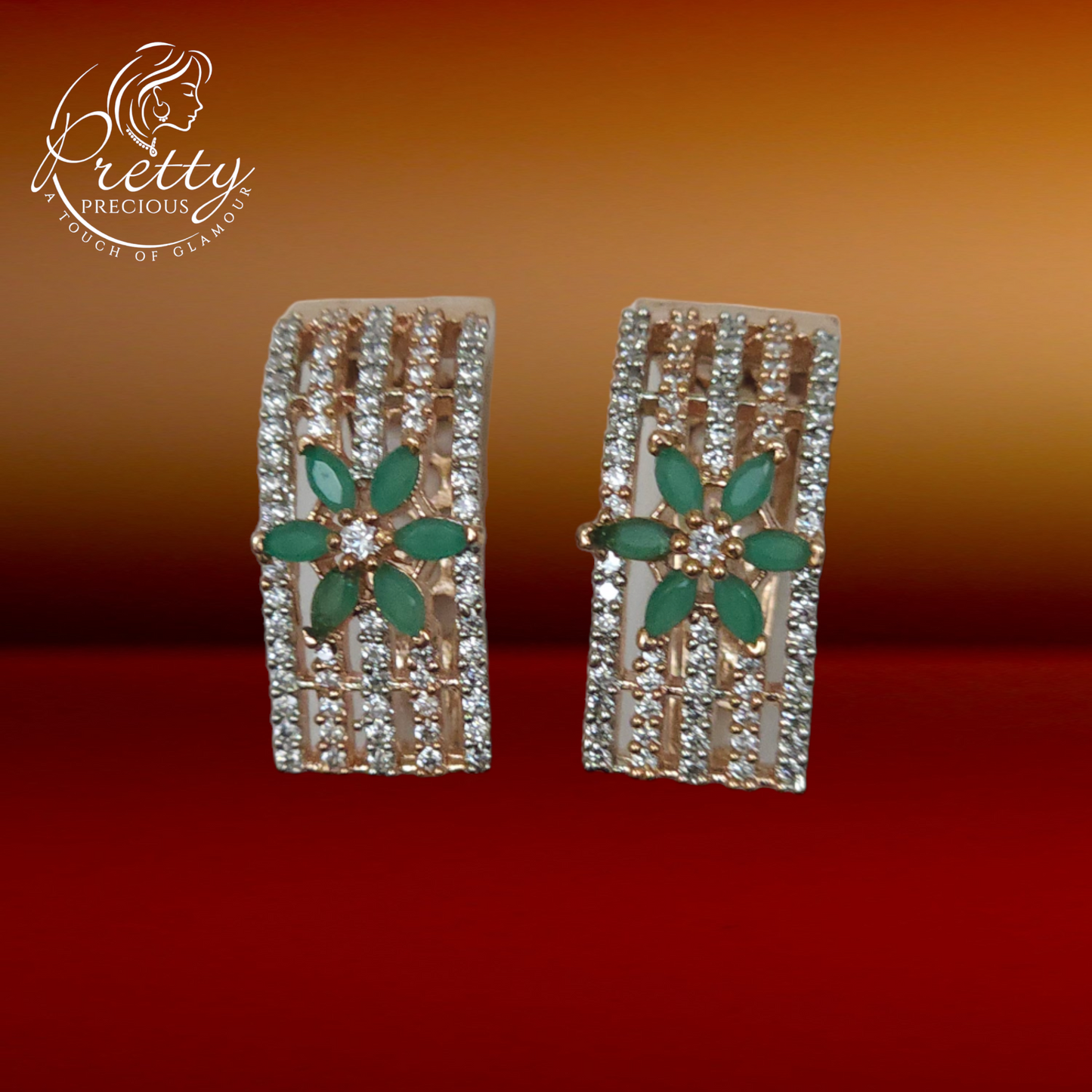 411120 Cz Earrings&nbsp;With Rhodium Plating
