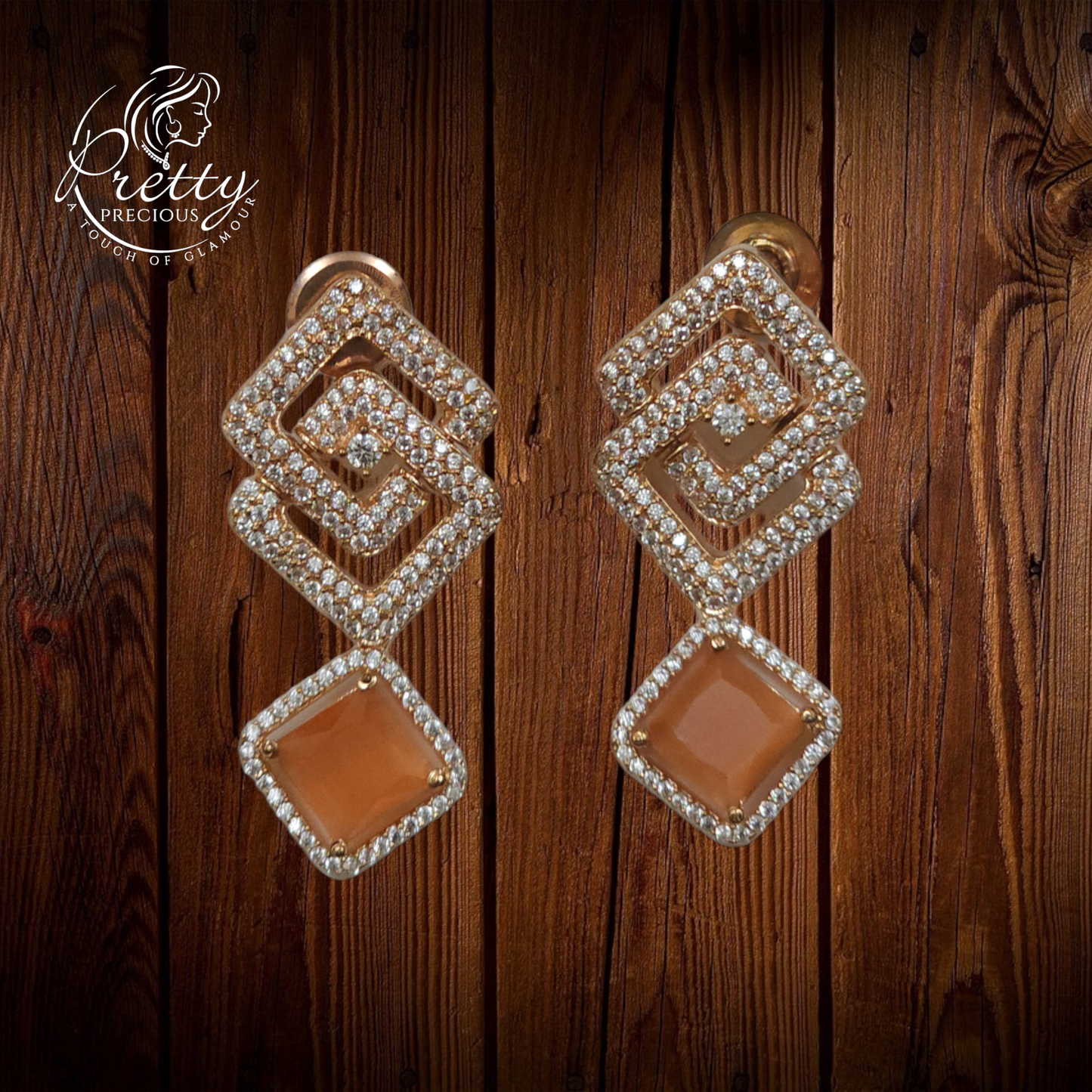 412176 Cz Earrings With Rhodium Plating