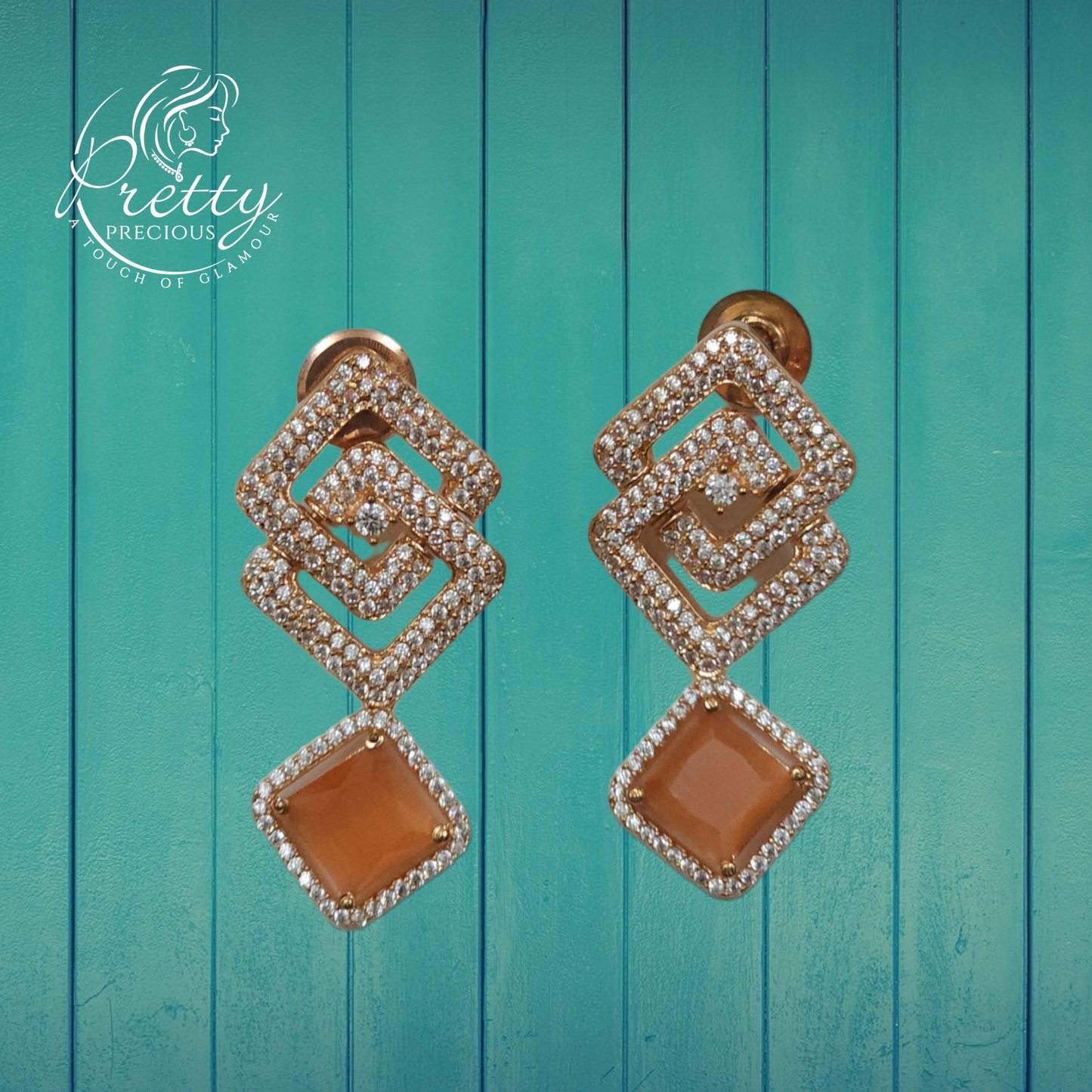 412176 Cz Earrings With Rhodium Plating