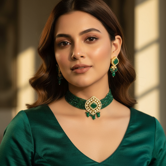 25850 Cz Delicate Necklace Green