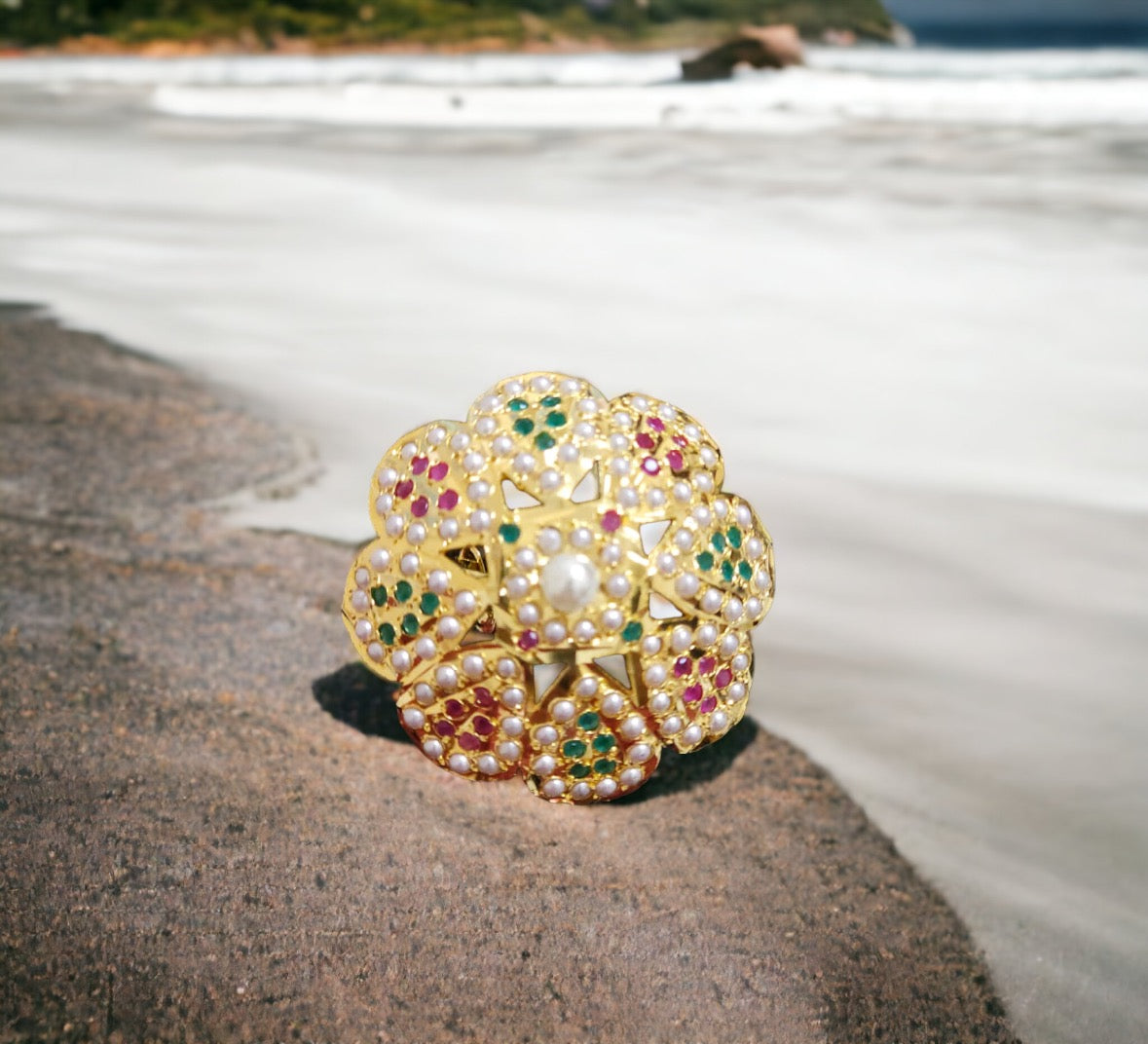 MJ-R-96009-Jadau Ring 1 gm 24K Gold Plating