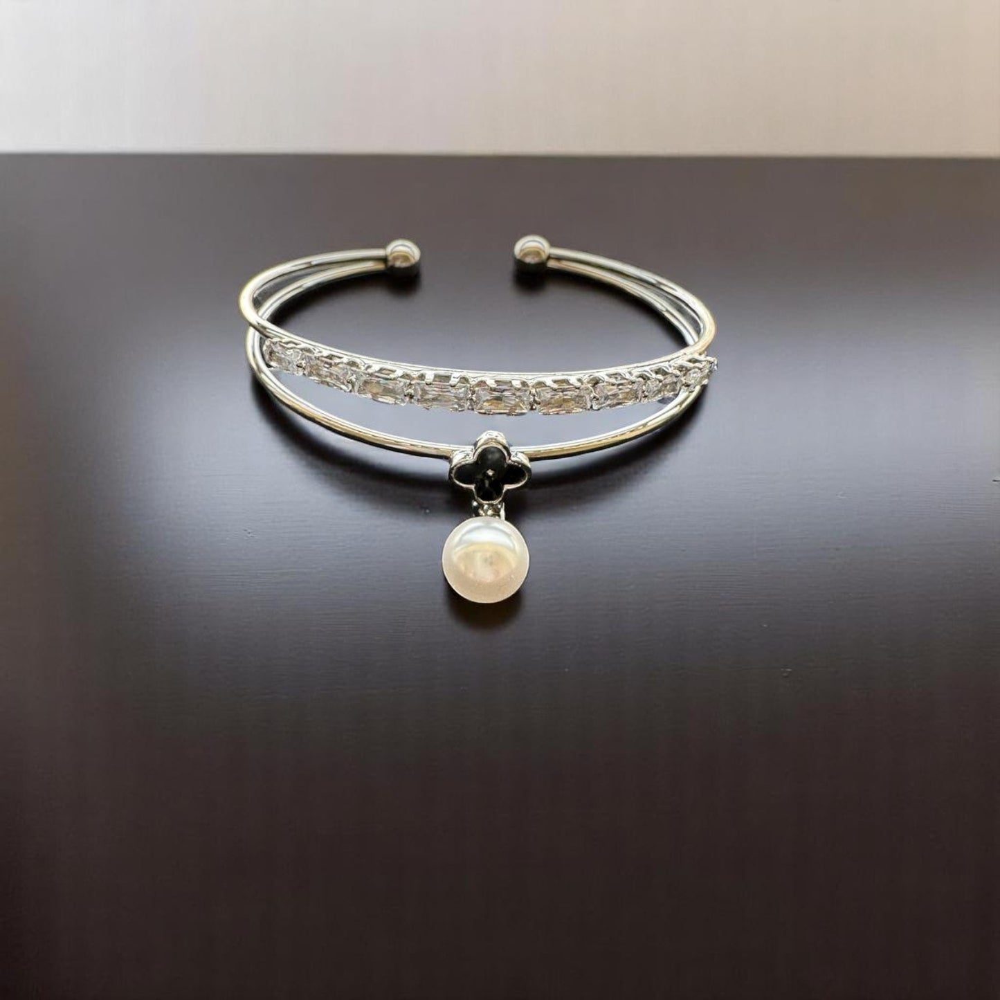 122381-Western Classic Trendy Kada with Rose & Silver Plating