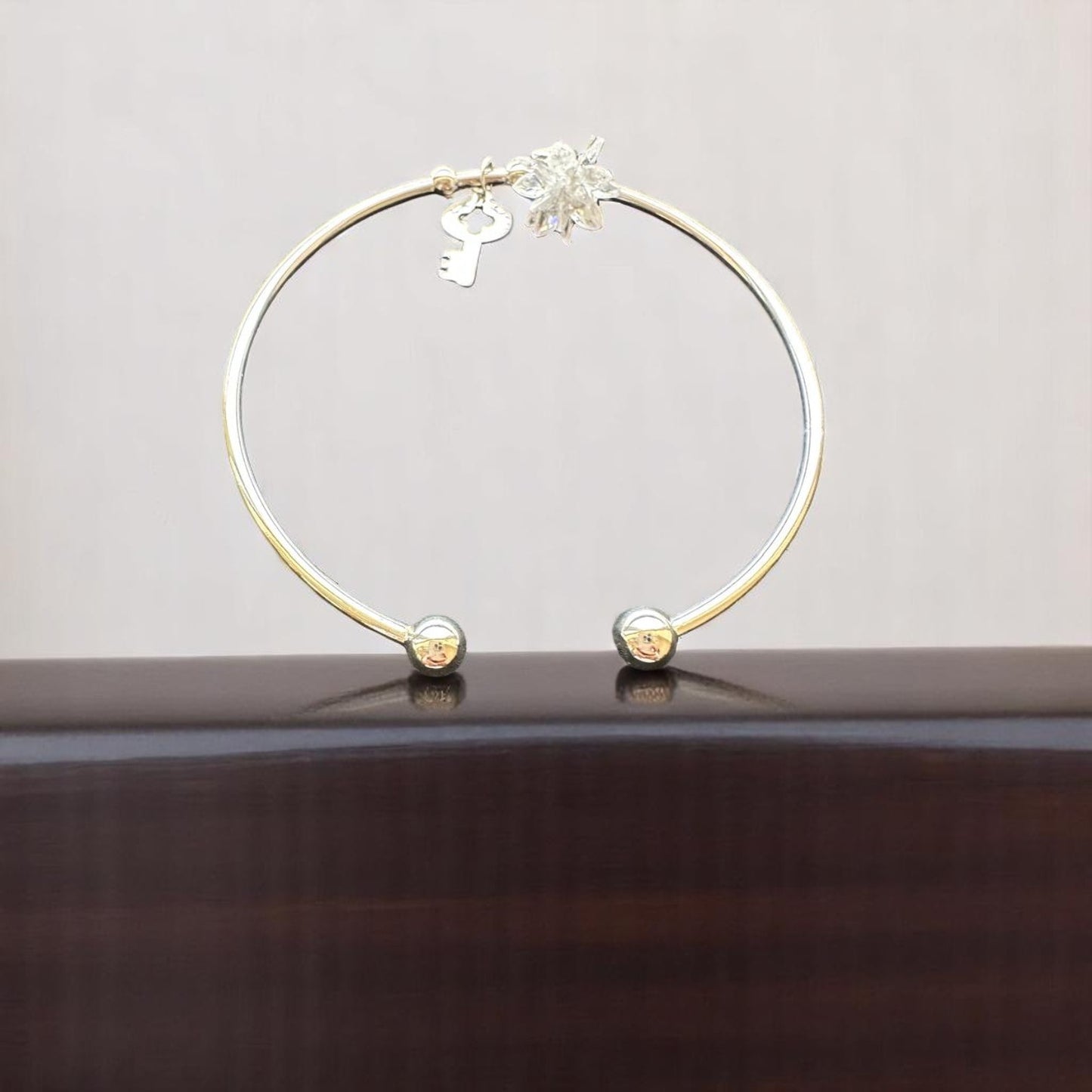 122381-Western Classic Trendy Kada with Rose & Silver Plating