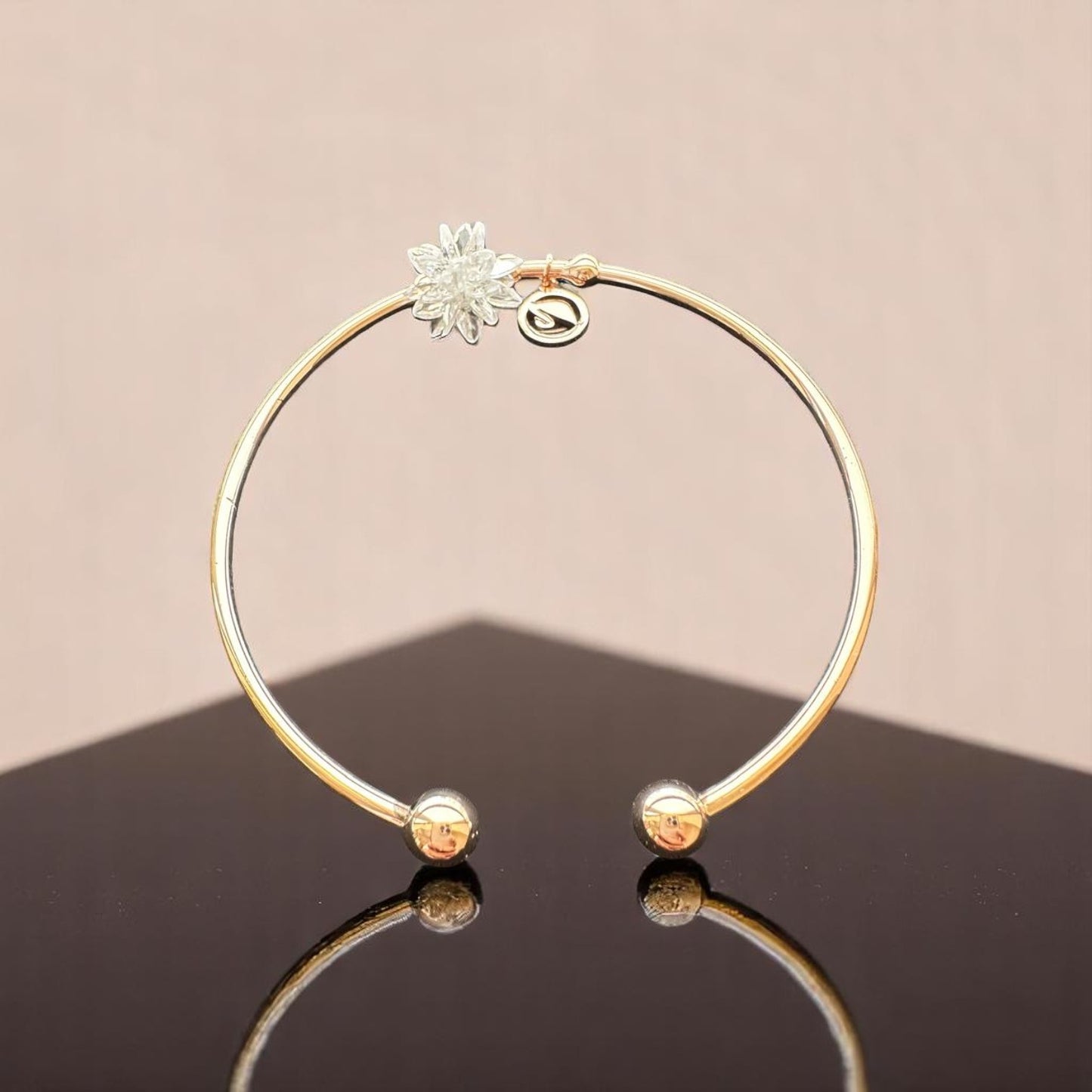 122381-Western Classic Trendy Kada with Rose & Silver Plating