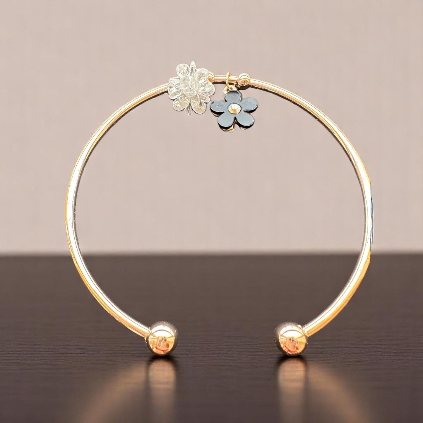 122381-Western Classic Trendy Kada with Rose & Silver Plating