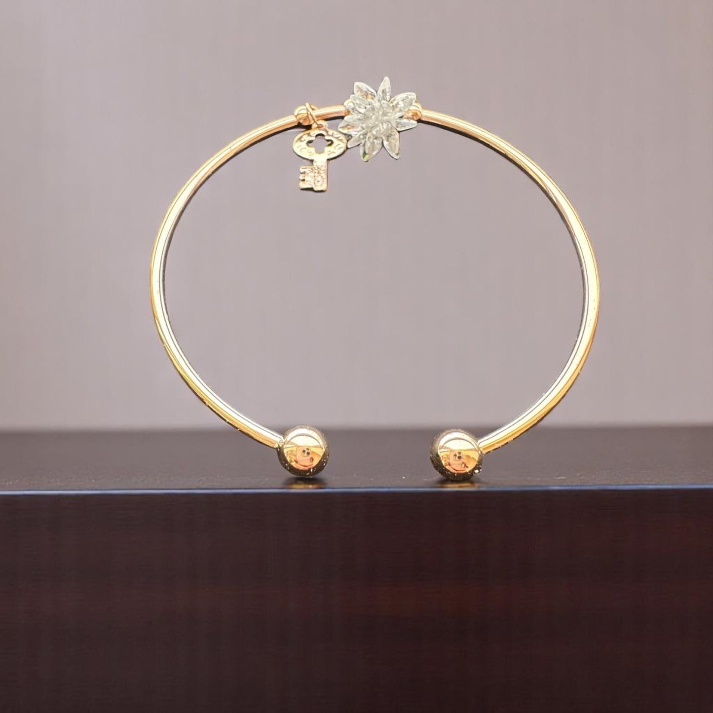 122381-Western Classic Trendy Kada with Rose & Silver Plating