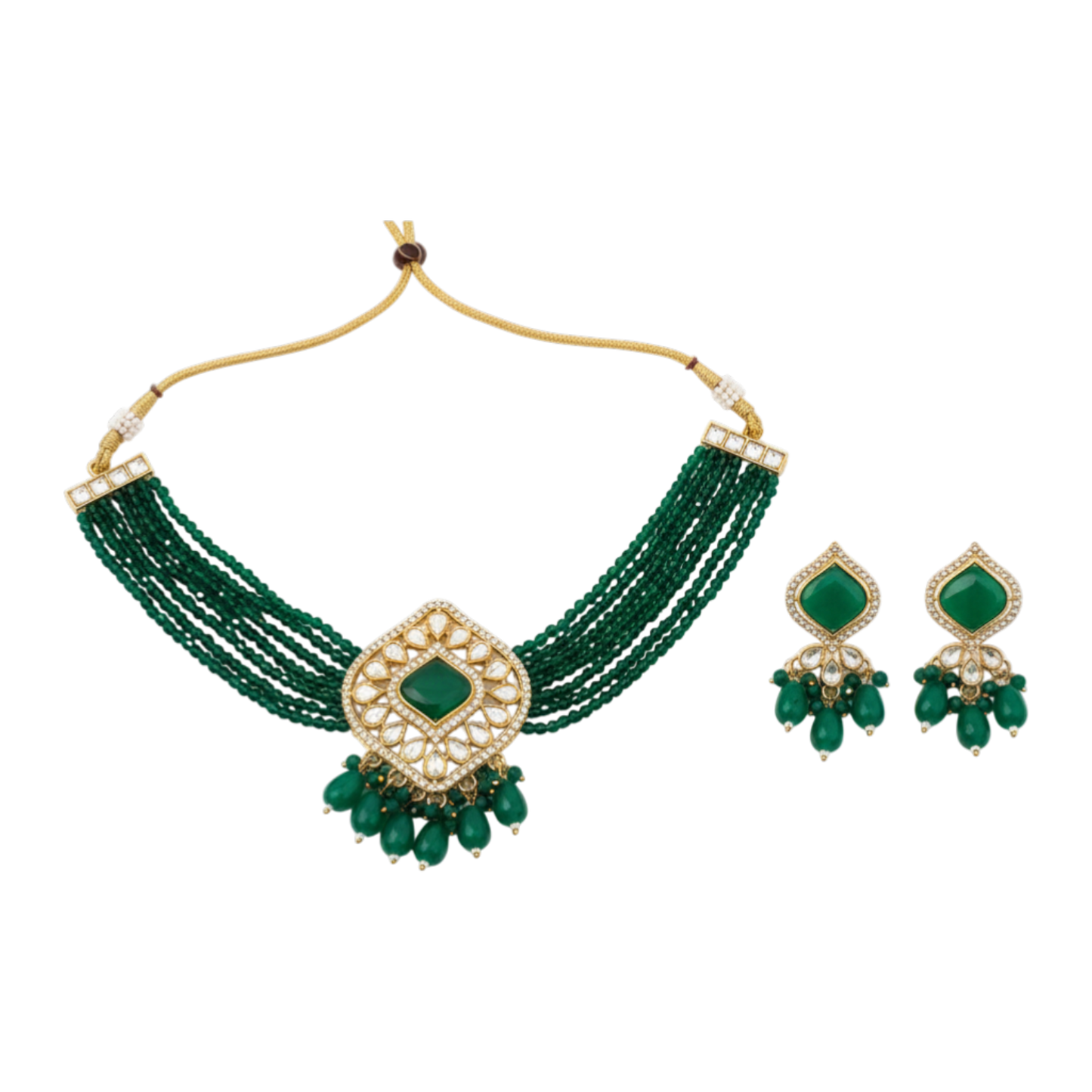 25850 Cz Delicate Necklace Green
