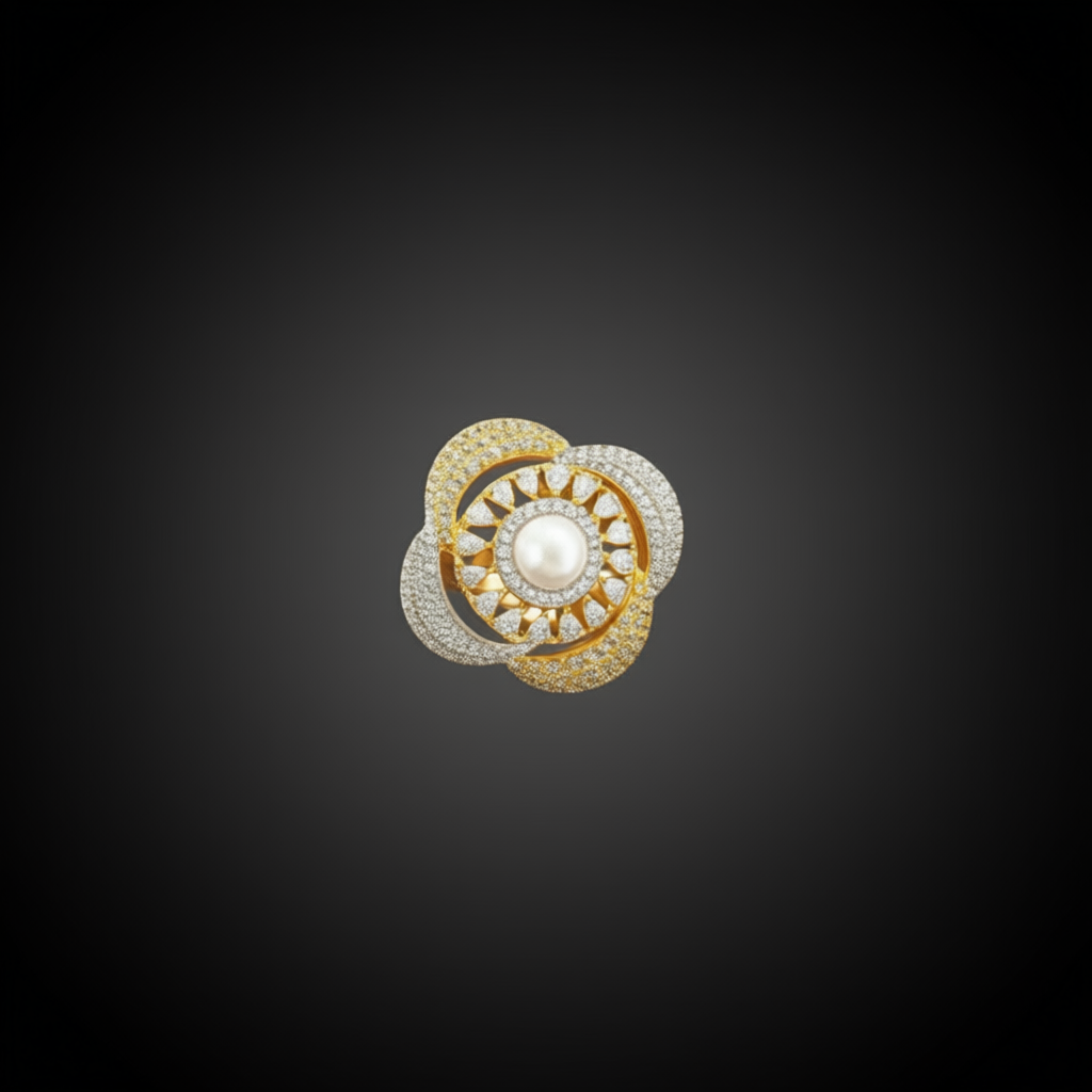 435618 Cz Adjustable Ring 2 Tone