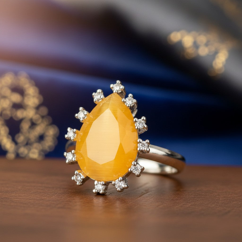 429272 Cz Adjustable Ring Yellow