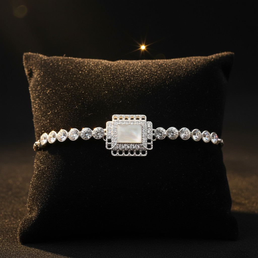 15100-S Adjustable Bracelet With Rhodium Plating-White