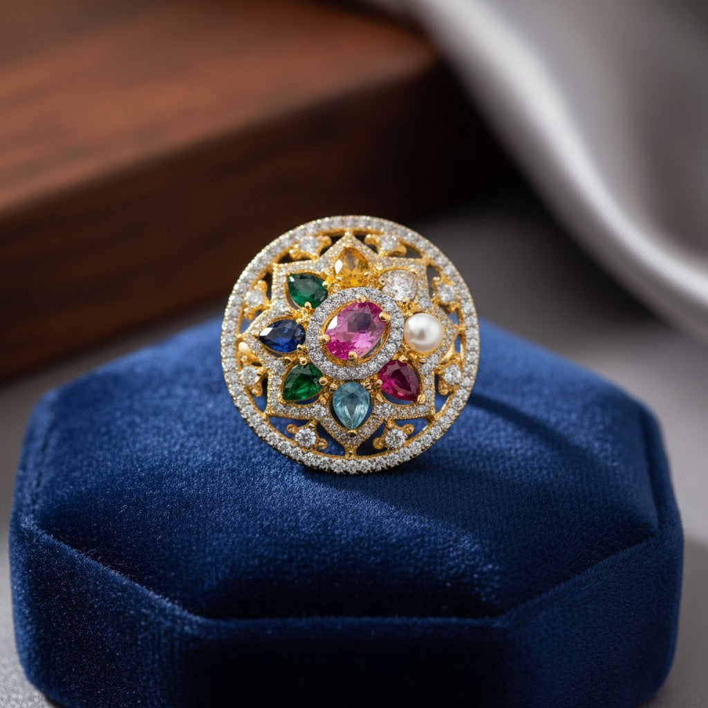 1037 Cz Adjustable Ring-Multi