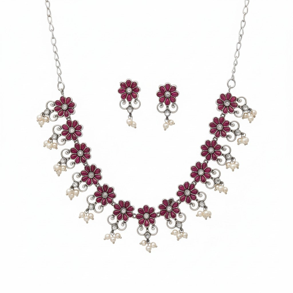 804586 Delicate Necklace With Oxidised Plating