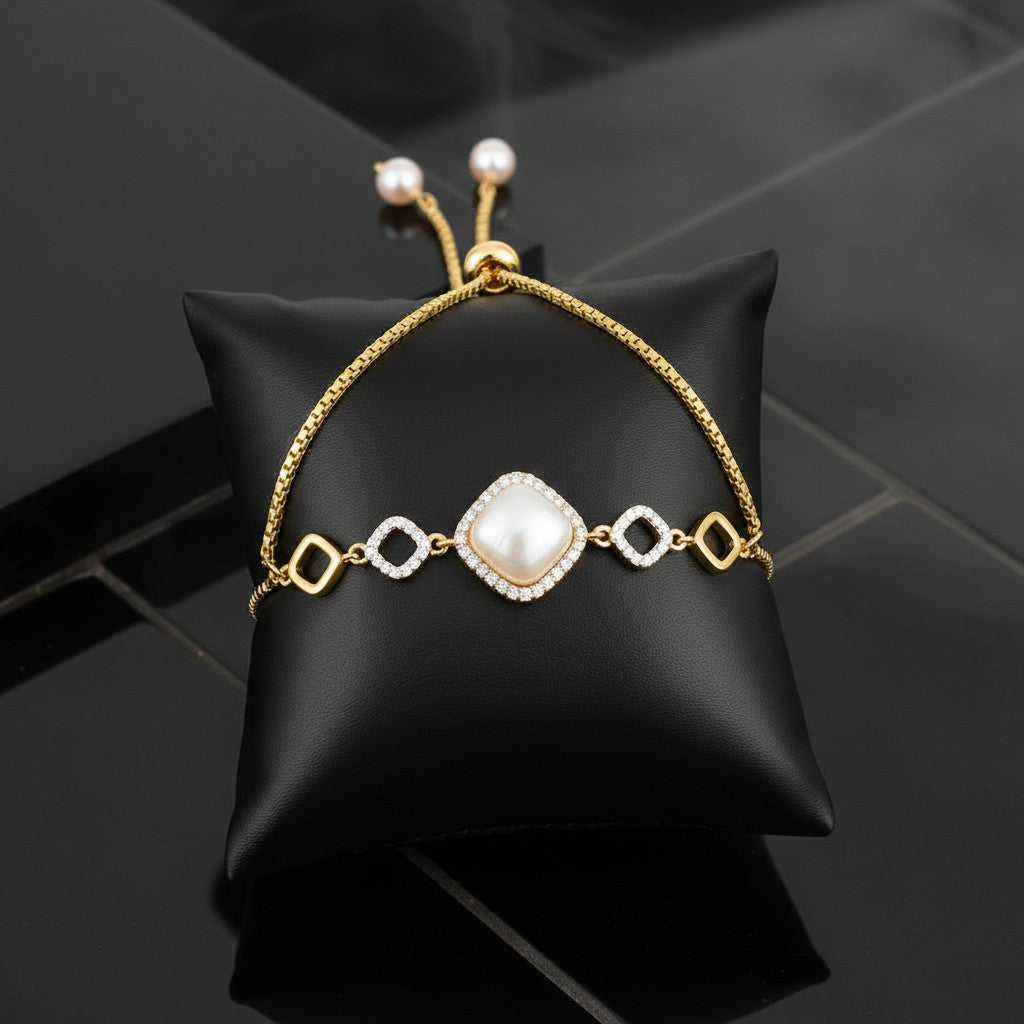 438803 Cubic Zirconia Delicate Bracelet With 2 Tone Rhodium Plating