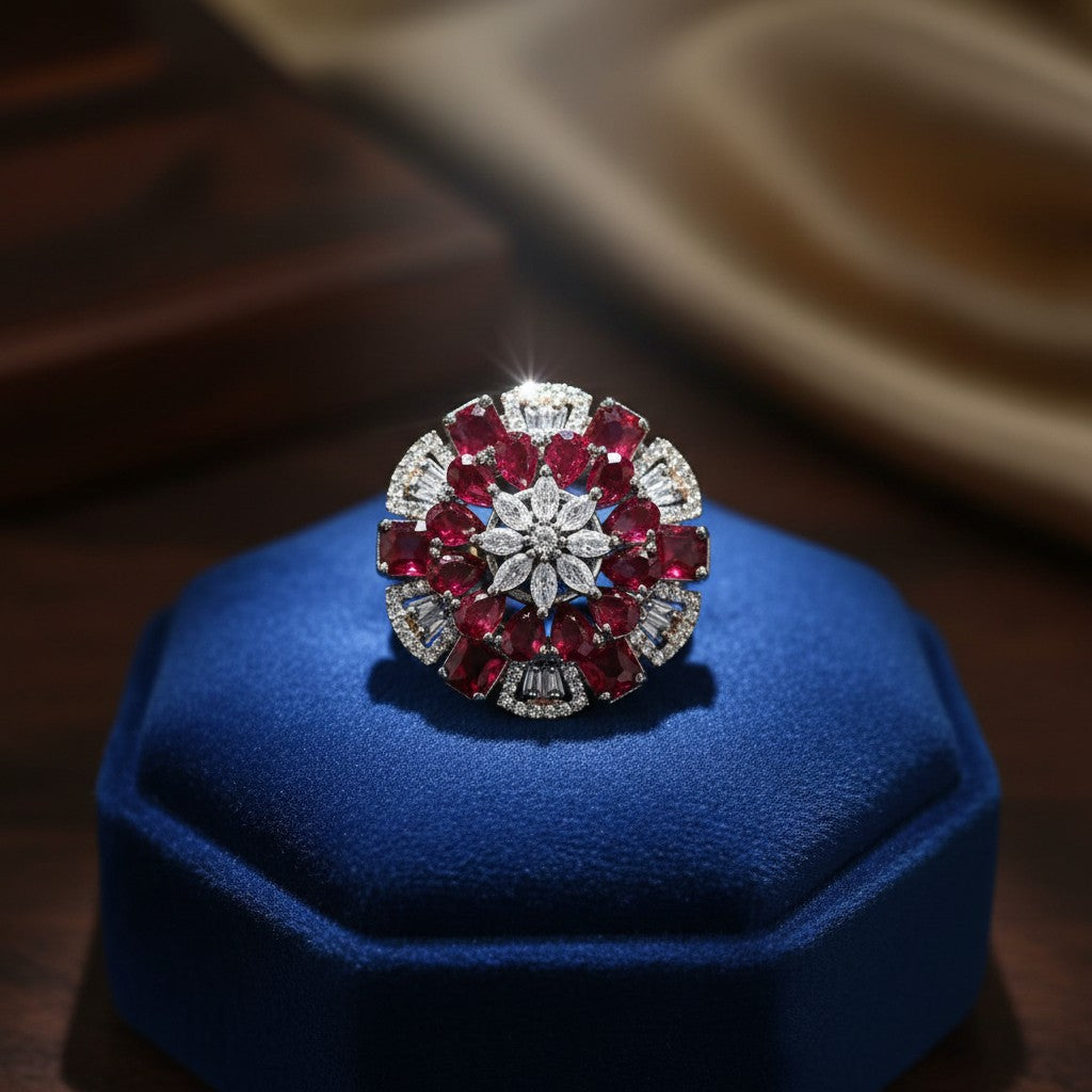 40195 Cz Adjustable Ring Ruby