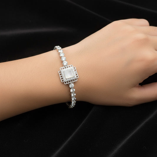 15100-S Adjustable Bracelet With Rhodium Plating-White