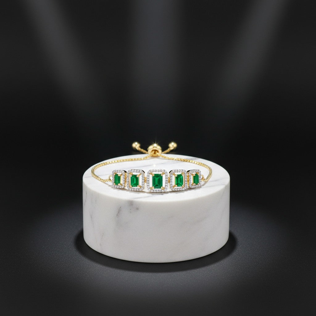 439526 Cubic Zirconia Classic Bracelet With 2 Tone Plating-Green