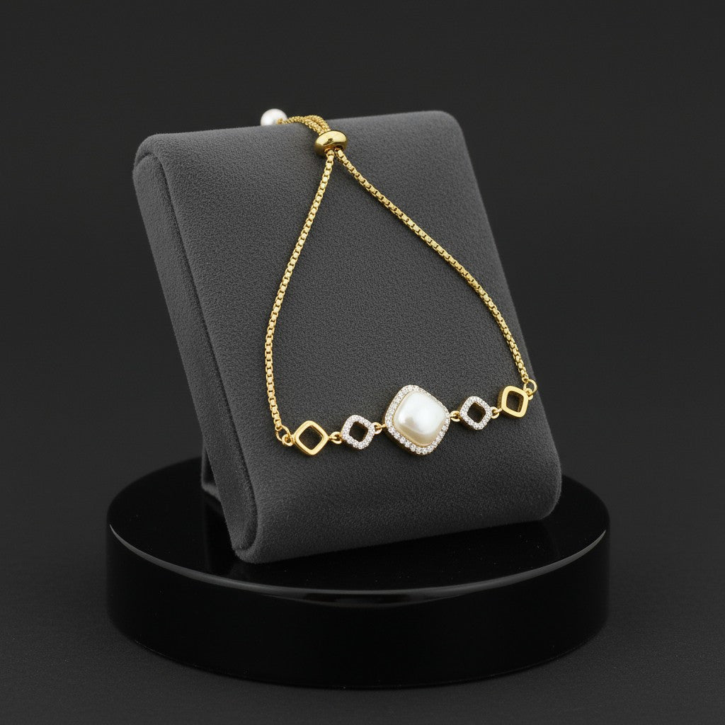 438803 Cubic Zirconia Delicate Bracelet With 2 Tone Rhodium Plating