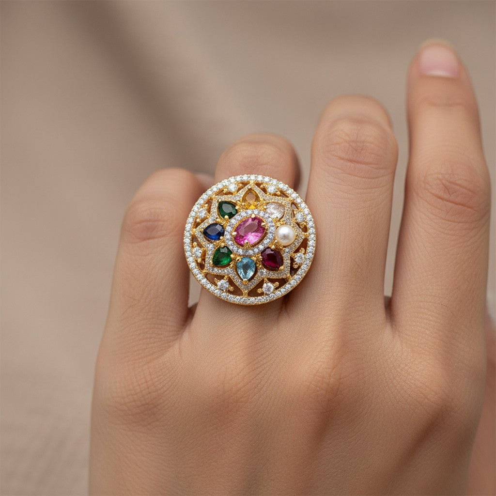 1037 Cz Adjustable Ring-Multi