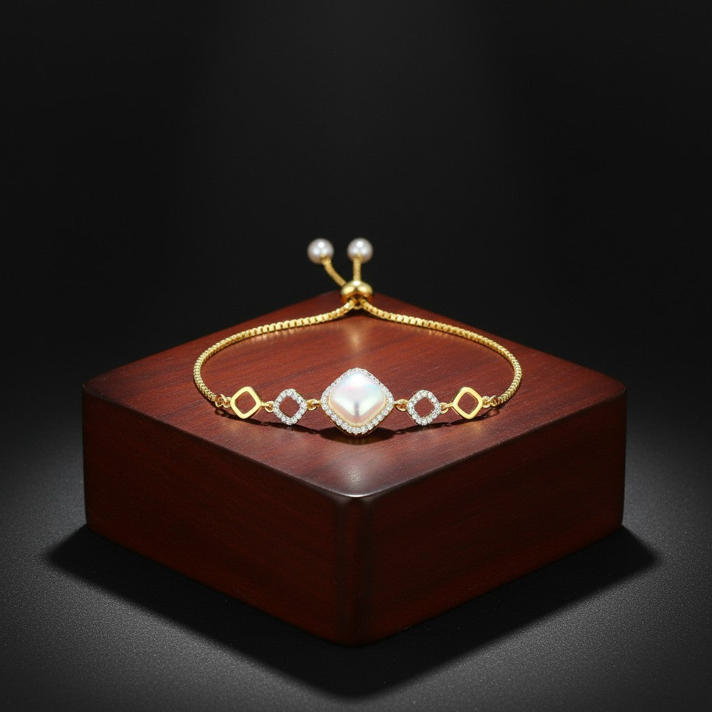 438803 Cubic Zirconia Delicate Bracelet With 2 Tone Rhodium Plating