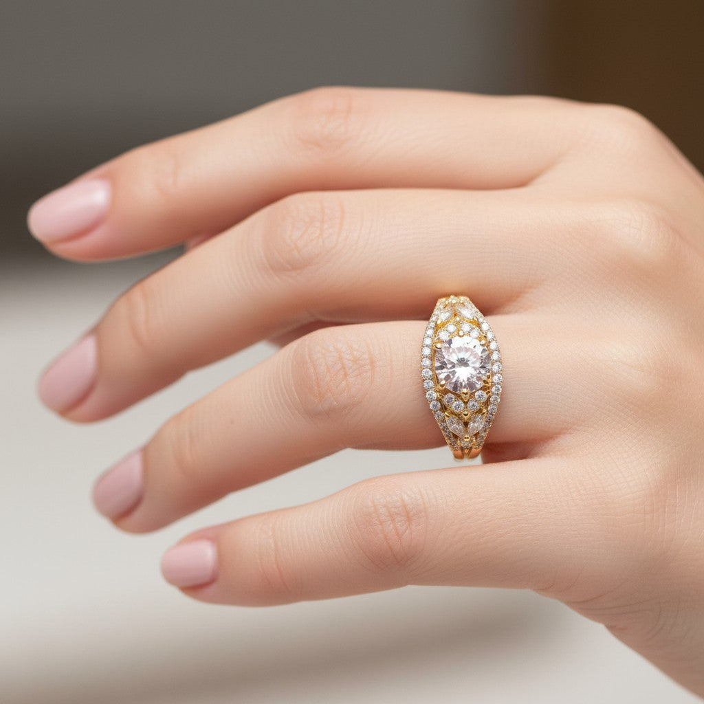 1033 CZ Finger Ring- White