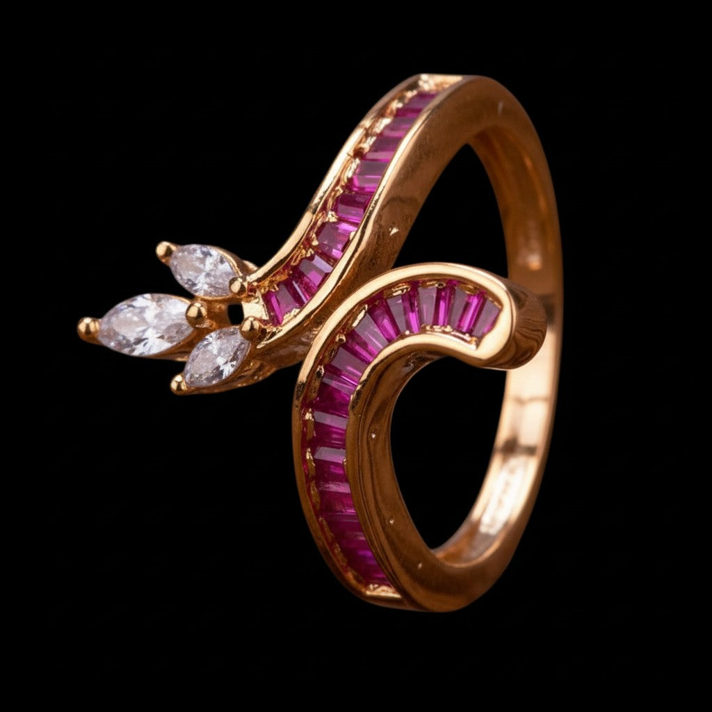 432973 Cz Classic Ring With Rhodium Gold Plating-Gold