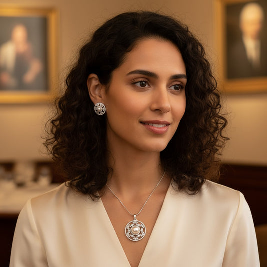 94559-American Diamond Delicate Pendant Set With Rhodium Plating-Moti