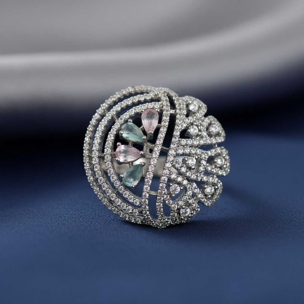 436624  Cz Adjustable Ring Multicolor