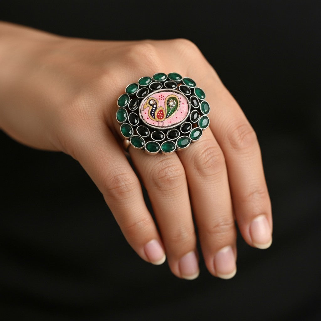 35180 Ring With Oxidised Plating