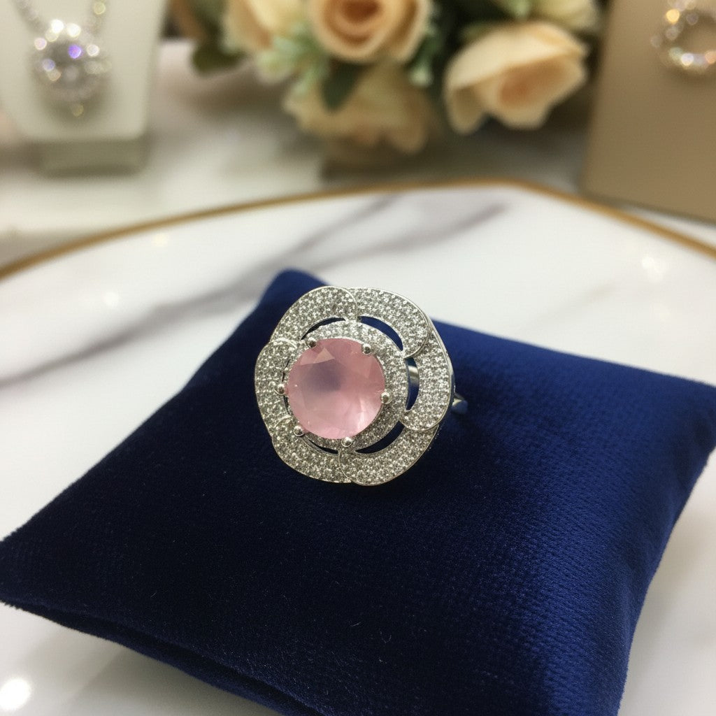 1039 Cz Adjustable Ring-Pink