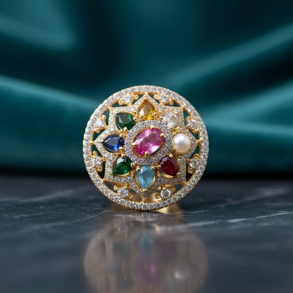 1037 Cz Adjustable Ring-Multi
