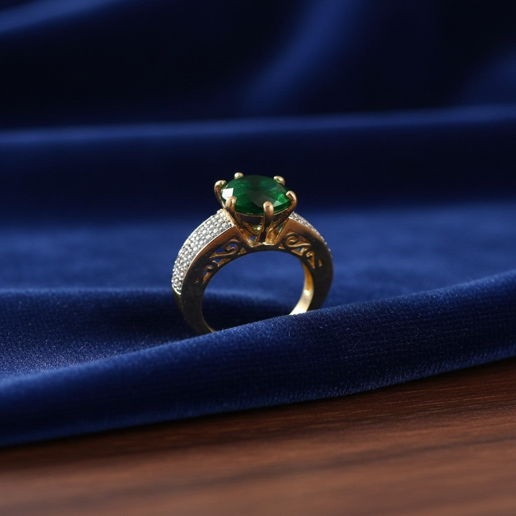 91259-RN Cz Adjustable Ring Green