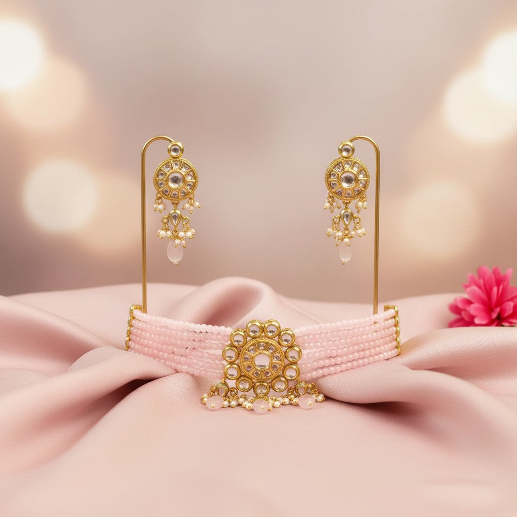 97309-NS Cz Delicate Necklace Pink