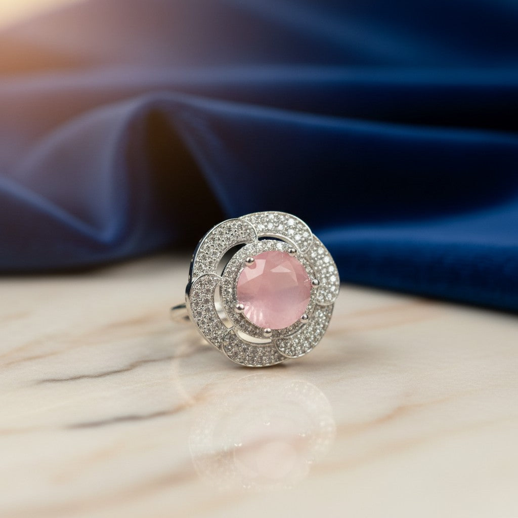 1039 Cz Adjustable Ring-Pink