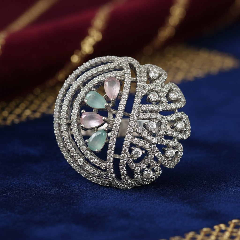 436624  Cz Adjustable Ring Multicolor