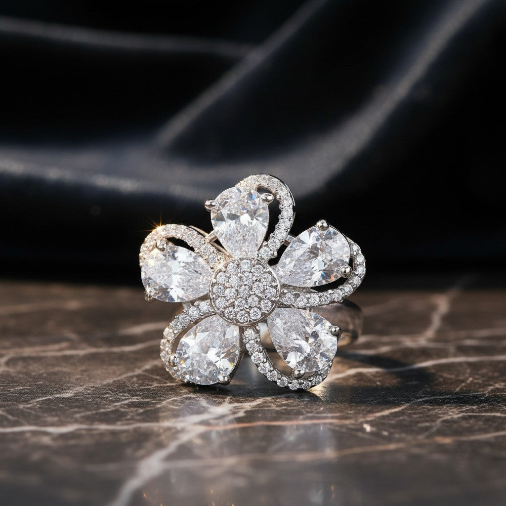 428617 Cz Adjustable Ring Silver