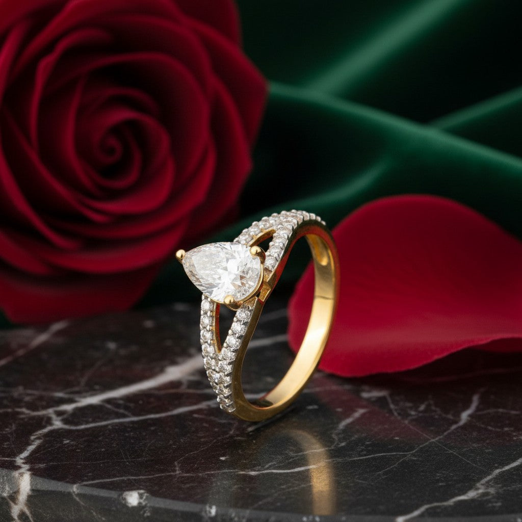 429425-Cz Delicate Ring With Rhodium 2 Tone Plating-2 Tone