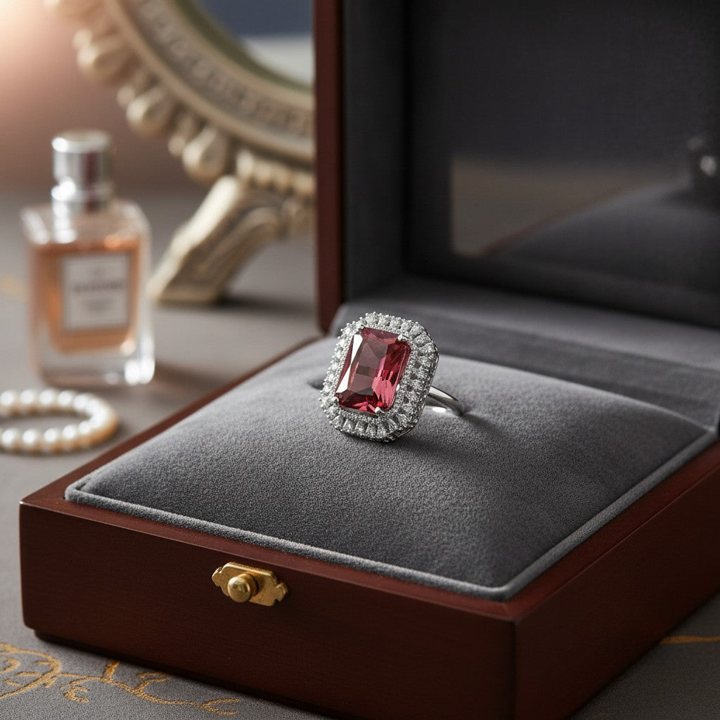 435523 Cz Adjustable Ring Ruby