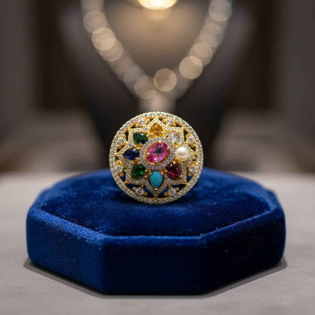 1037 Cz Adjustable Ring-Multi