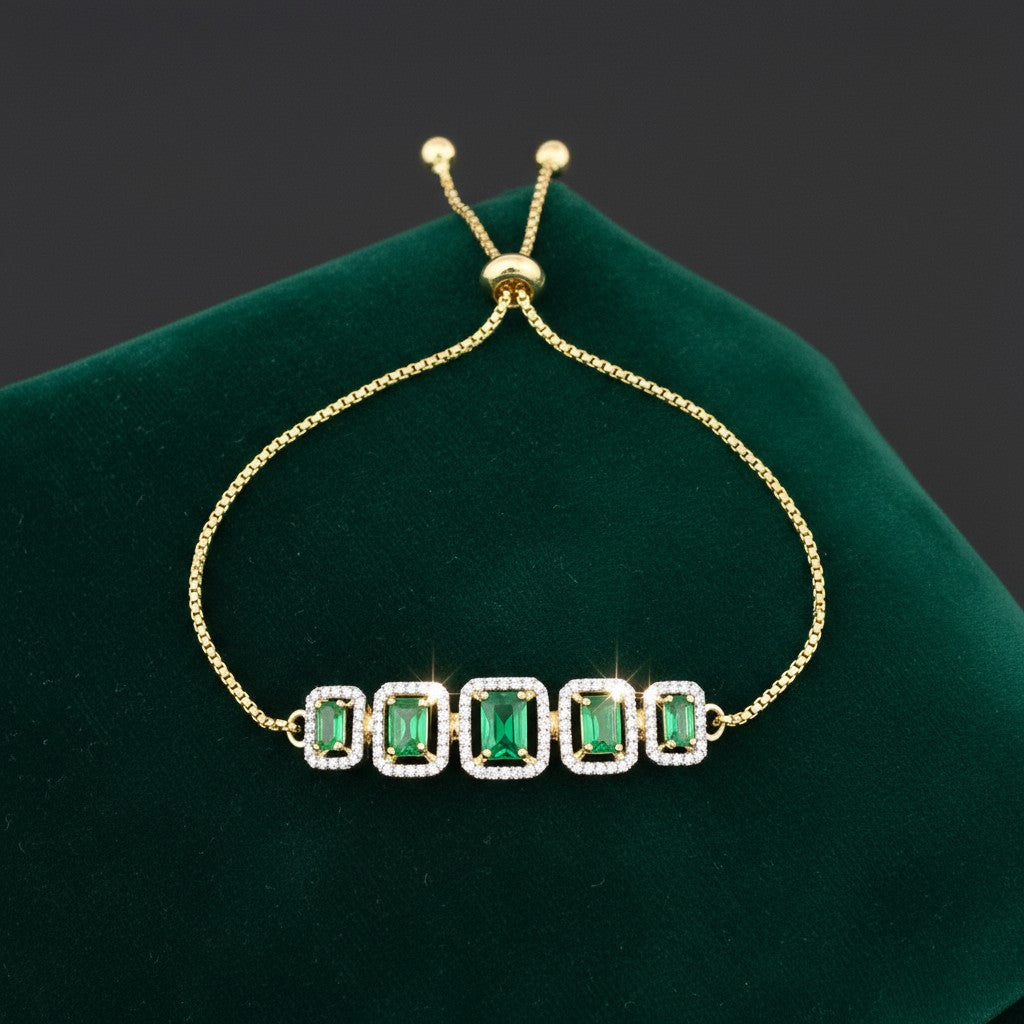 439526 Cubic Zirconia Classic Bracelet With 2 Tone Plating-Green