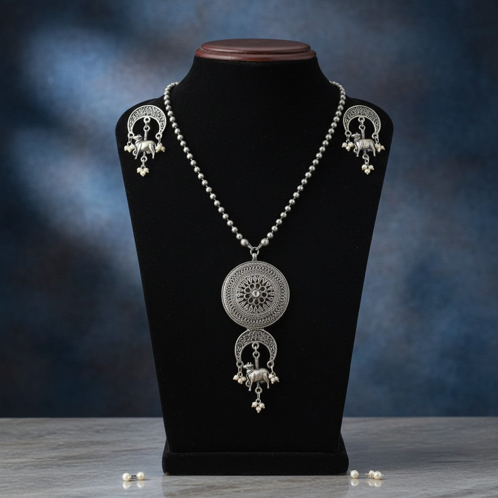 NS35100 Pendant Set With Oxidized Plating