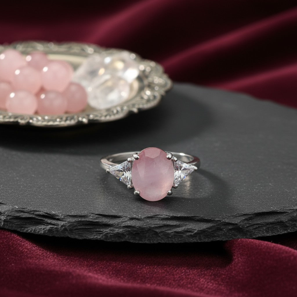 435634 Cz Delicate Ring With Rhodium Plating-Pink