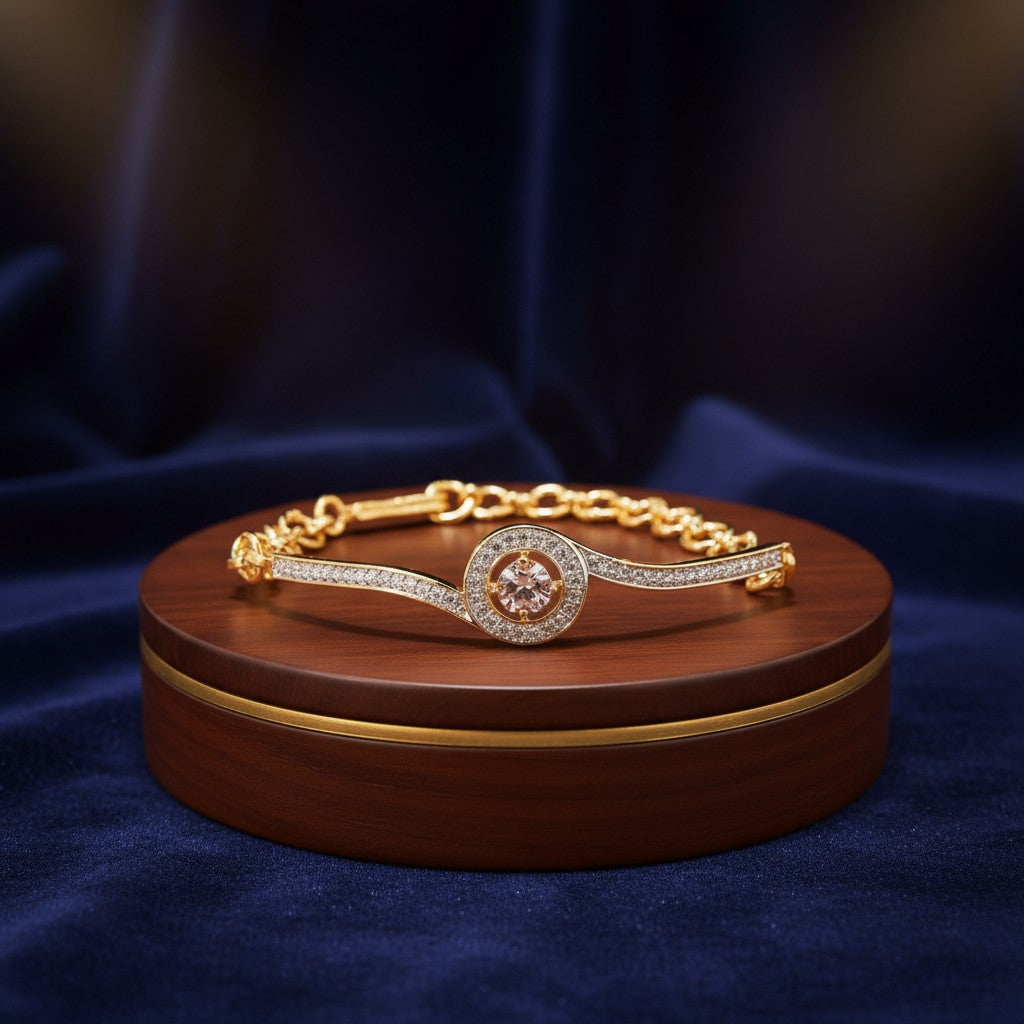 435155 Cubic Zirconia Delicate Bracelet With 2 Tone Rhodium Plating