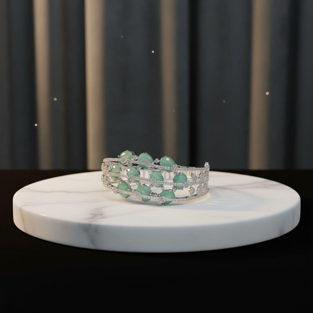 439594 Cz Openable Kada With Rhodium Plating-Mint