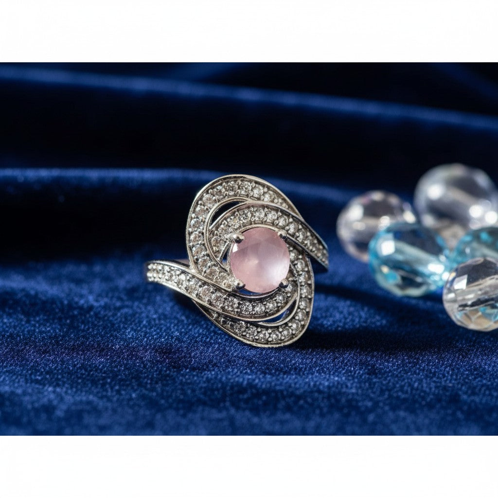 91609-RN Cz Adjustable Ring Pink