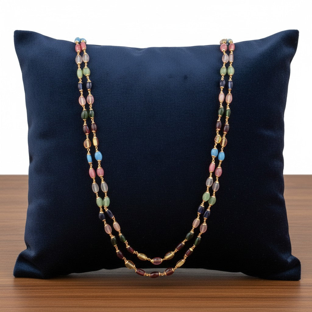439027 Cubic Zirconia Mala Necklace With Gold Plating-Multi
